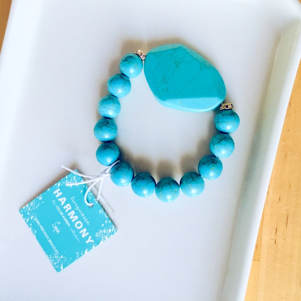 Color Karma Turquoise bead stretch bracelet, NWT